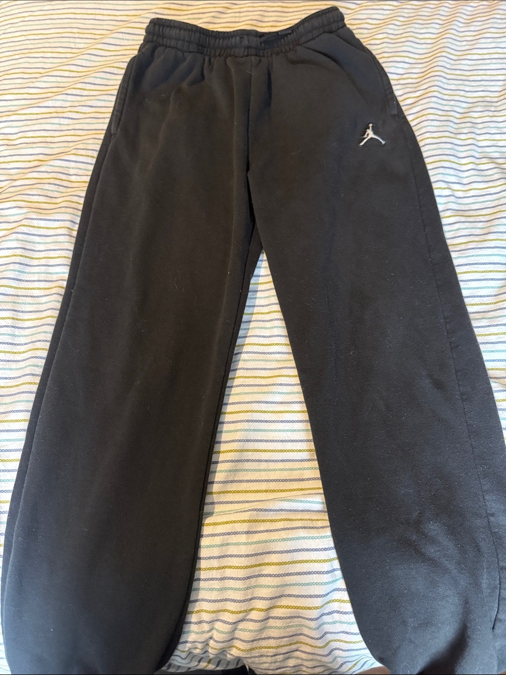 Jordan Black Kids Sweatpants with White Jumpman Embroidery